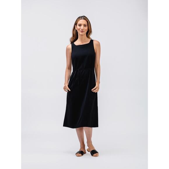 Ministry Of Supply Womens Size Small Black Swift Sheath Midi Dress Pockets NWT - Picture 1 of 5